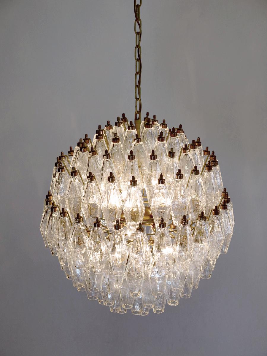 Blown Glass Amazing Spherical Murano Poliedri Candelier, 140 Poliedri For Sale