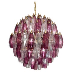 Amazing spherical Murano poliedri Candelier-140 poliedri trasparent and amethyst