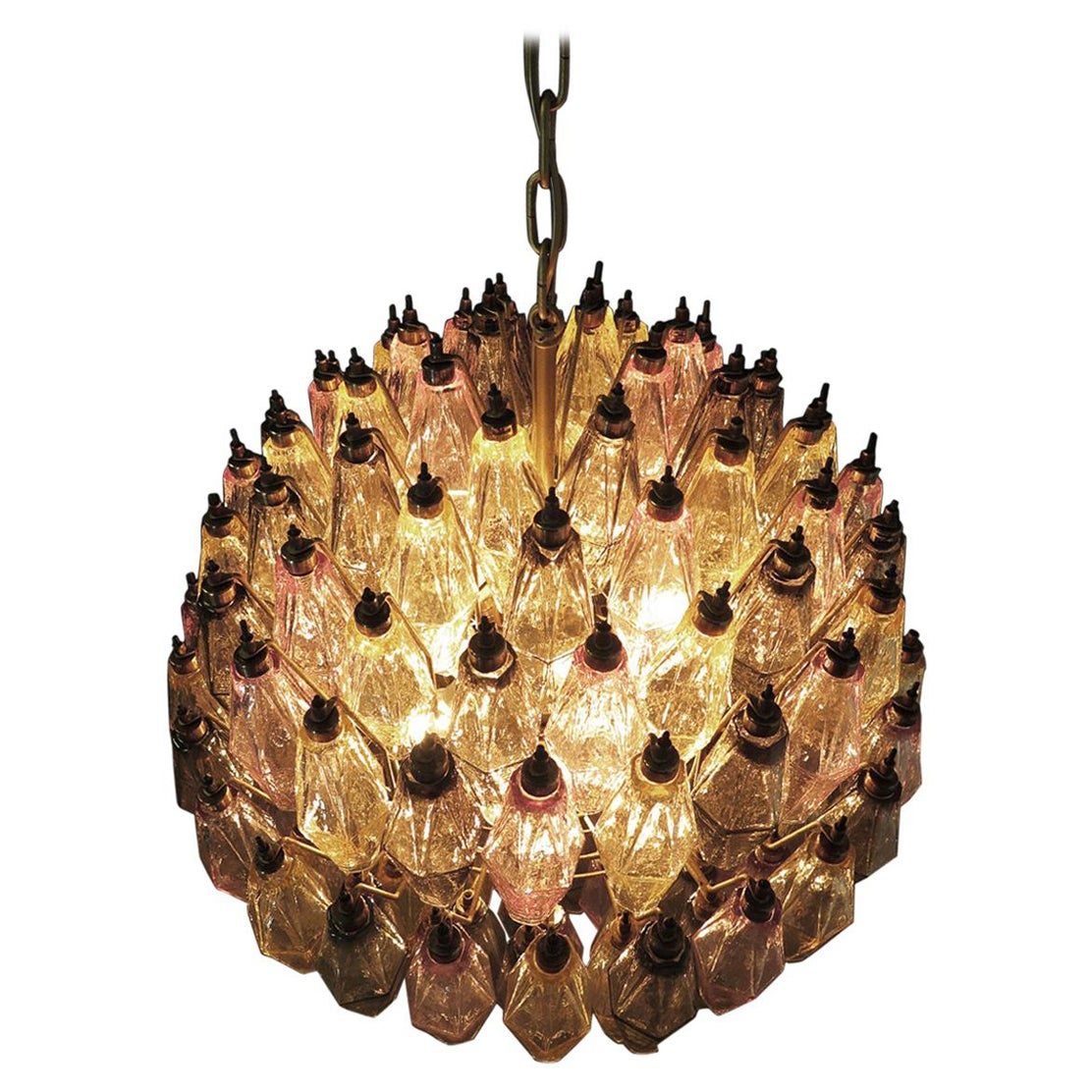 Amazing Spherical Murano Poliedri Chandelier, 140 Multicolored Glasses