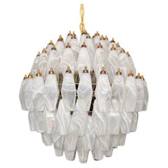 Amazing spherical Murano poliedri Chandelier - 140 white alabaster poliedri
