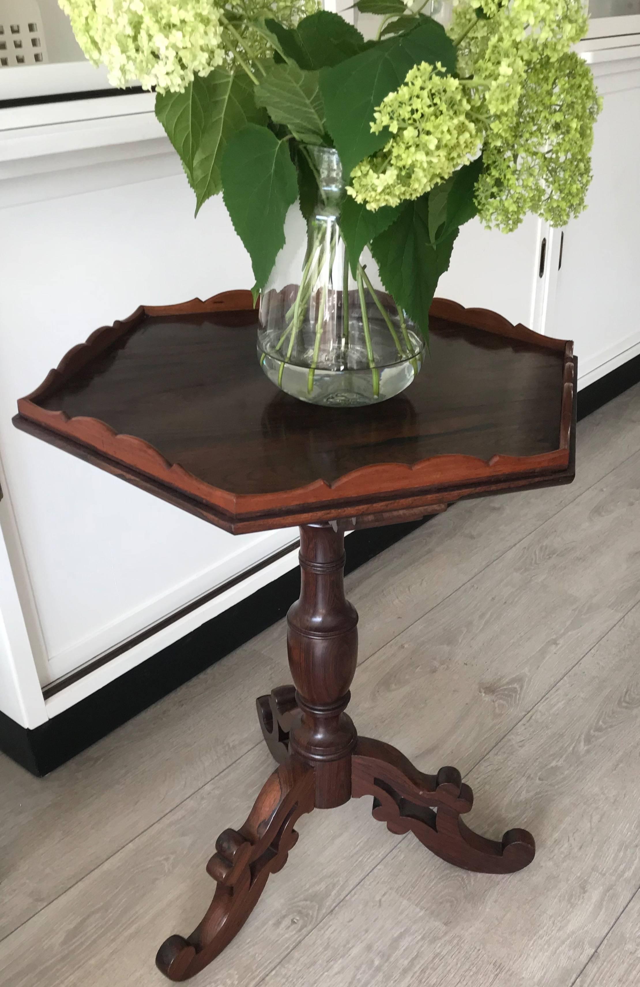 Amazing & Stylish Wine Table or End Table with Hexagonal Top on Tripod  Base For Sale 5