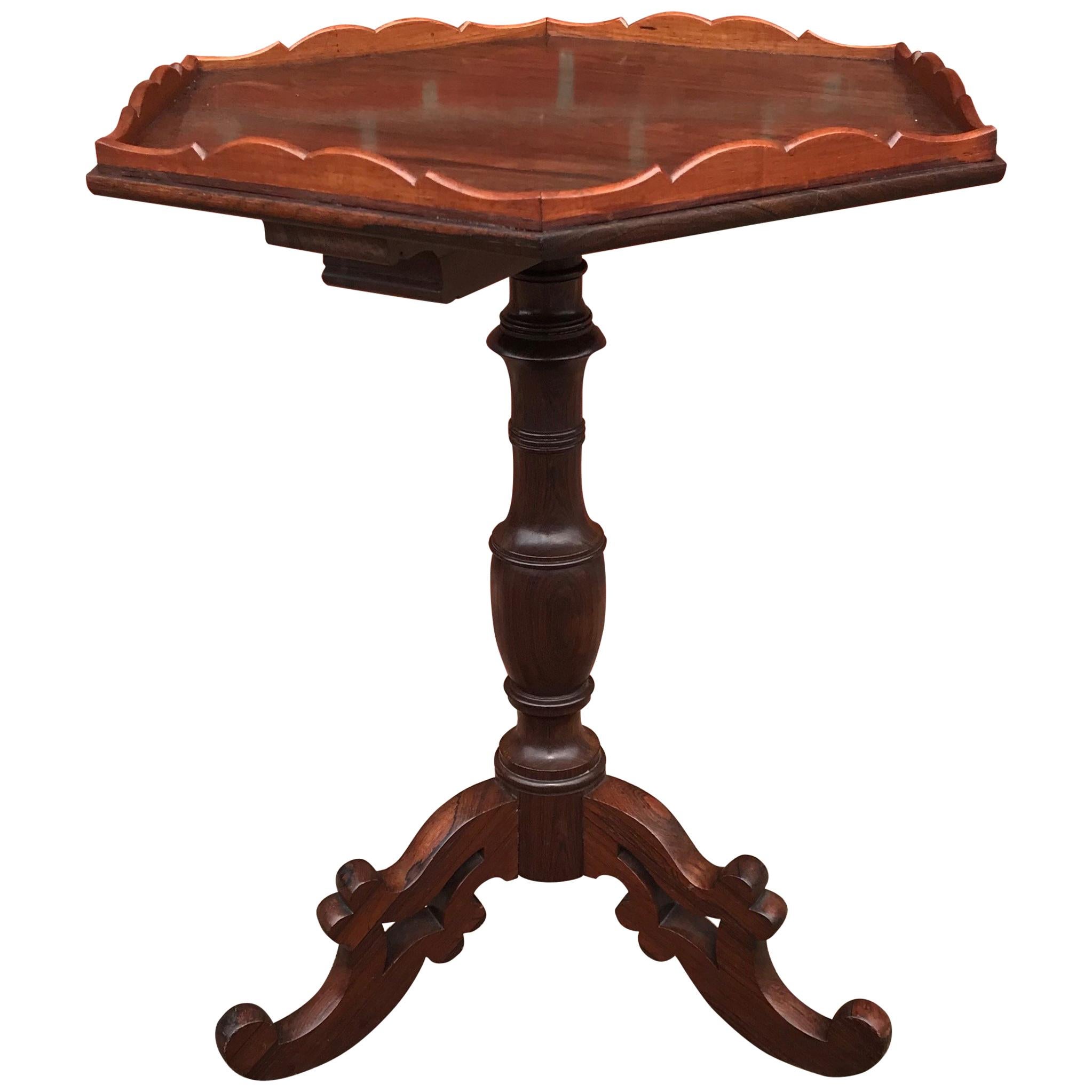 Amazing & Stylish Wine Table or End Table with Hexagonal Top on Tripod  Base For Sale