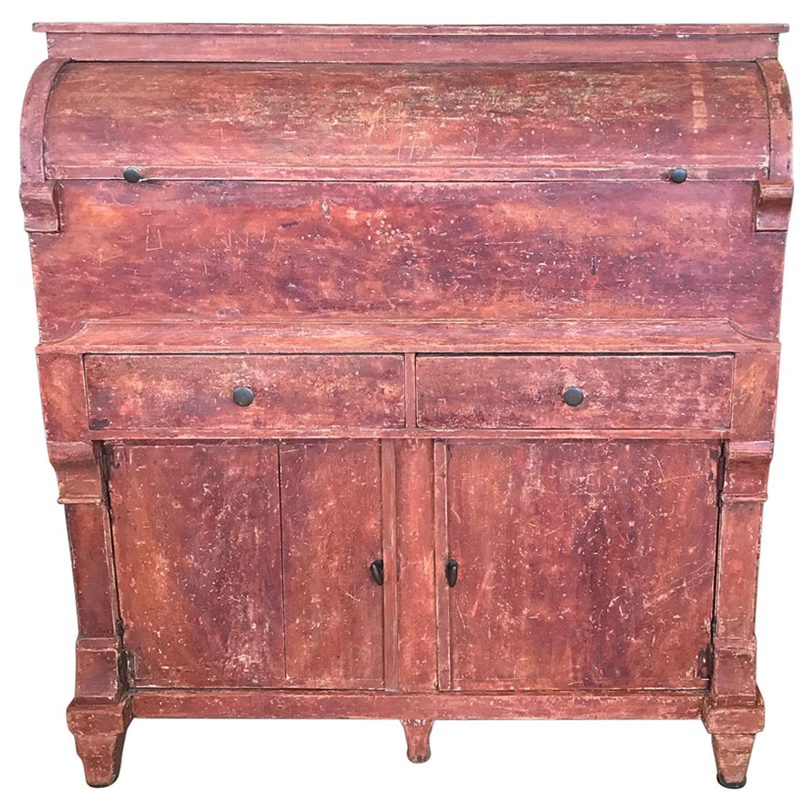 Swedish Early 19th Century Gustavian Painted Tall with Reeded