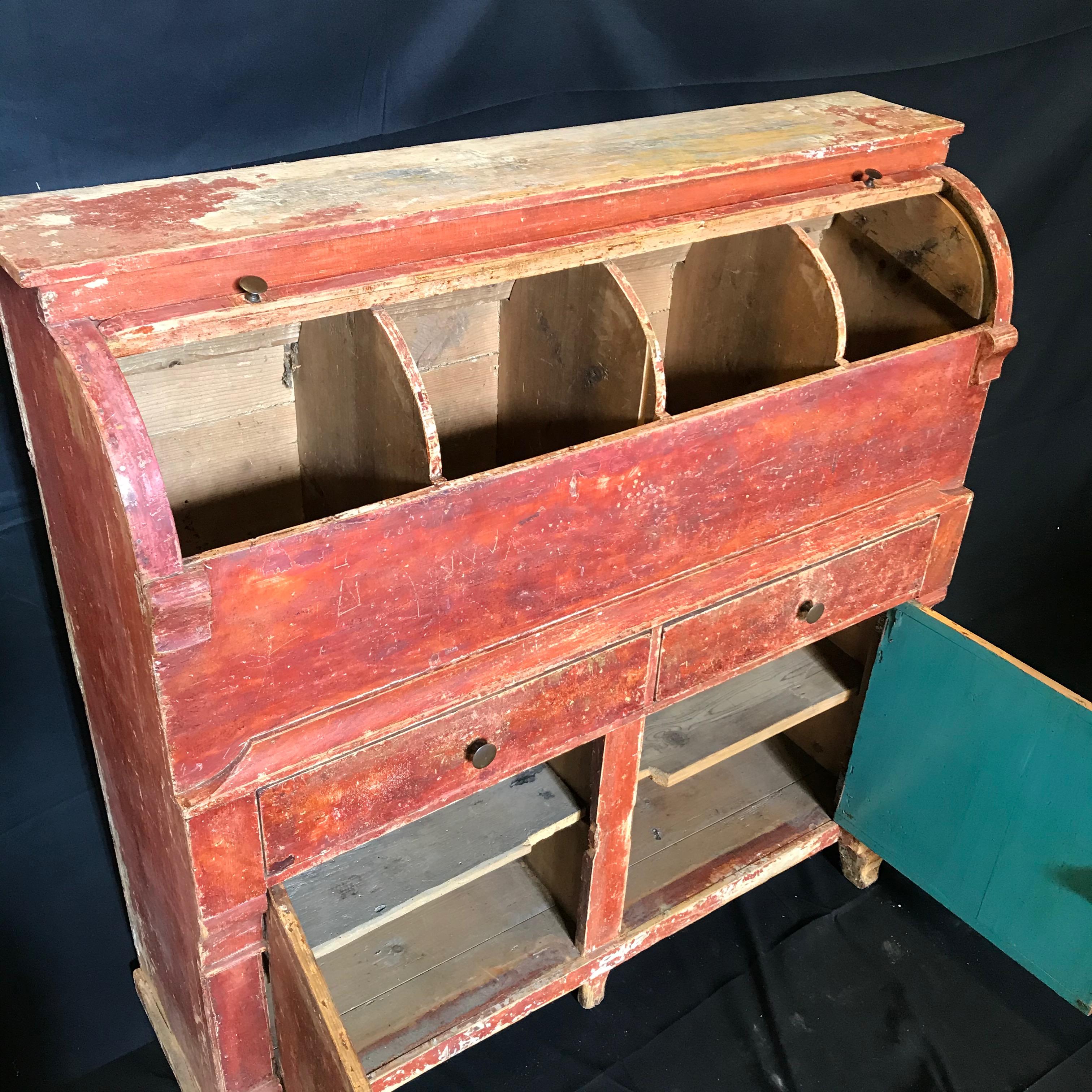 Amazing Swedish Early 19th Century Red Distressed Gustavian Grocery Cabinet 5
