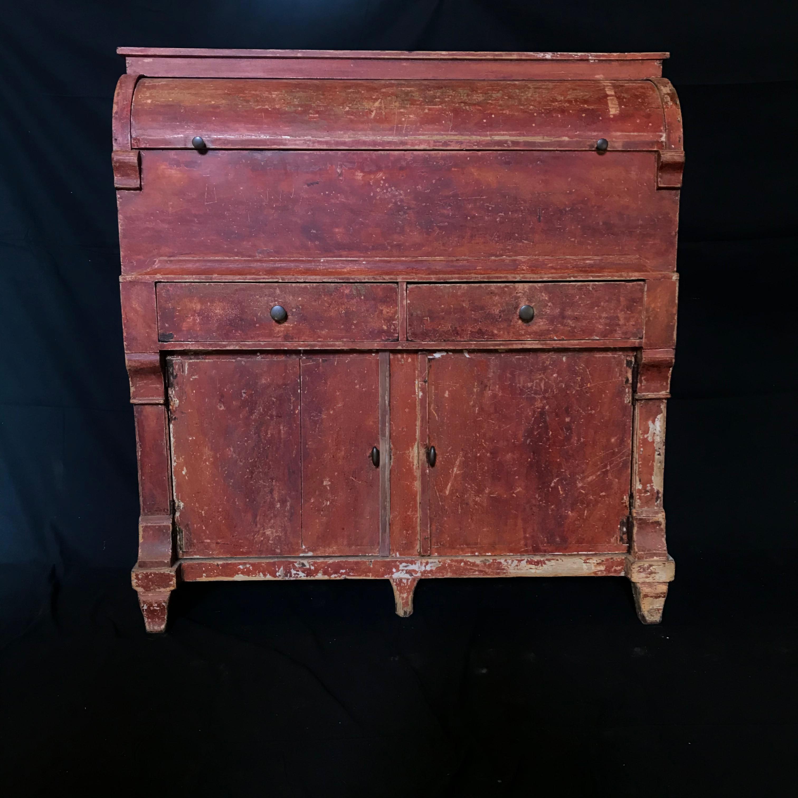 Amazing Swedish Early 19th Century Red Distressed Gustavian Grocery Cabinet (Gustavianisch)