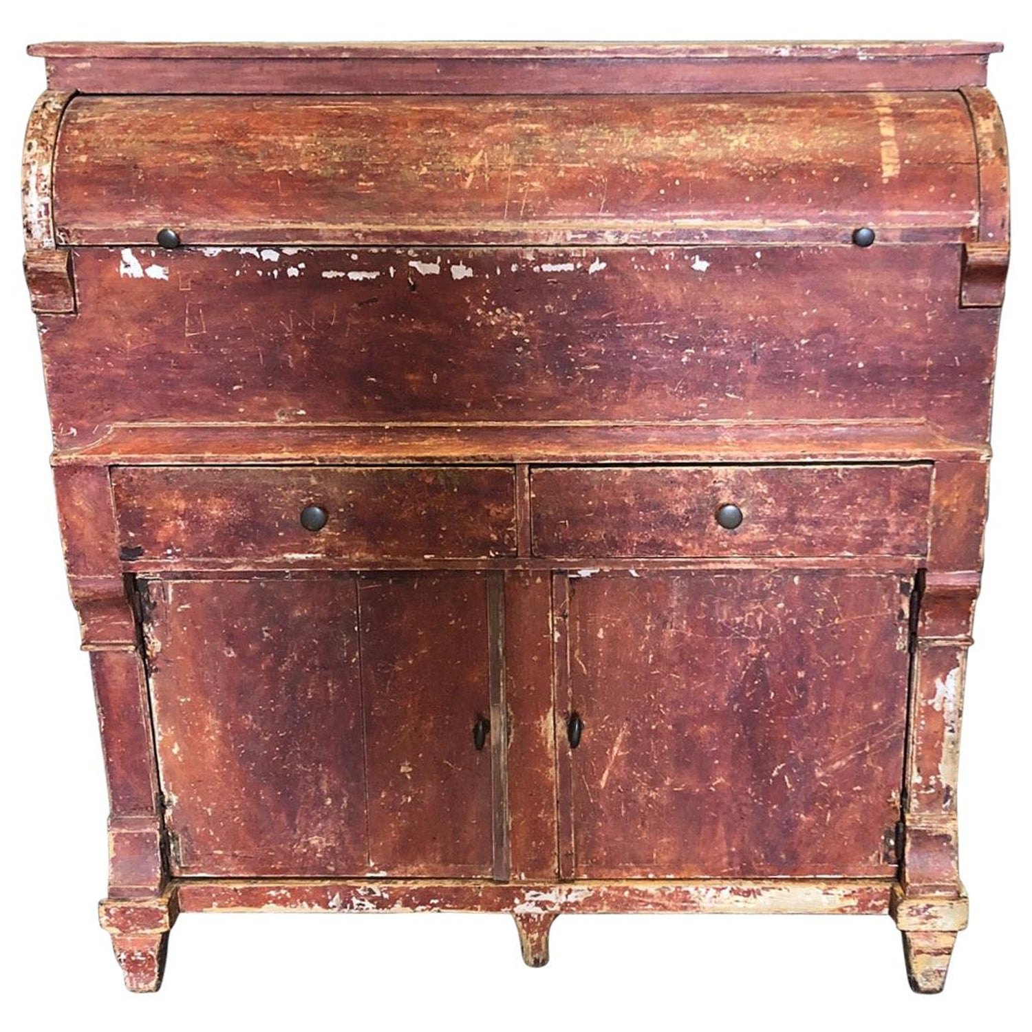 Amazing Swedish Early 19th Century Red Distressed Gustavian