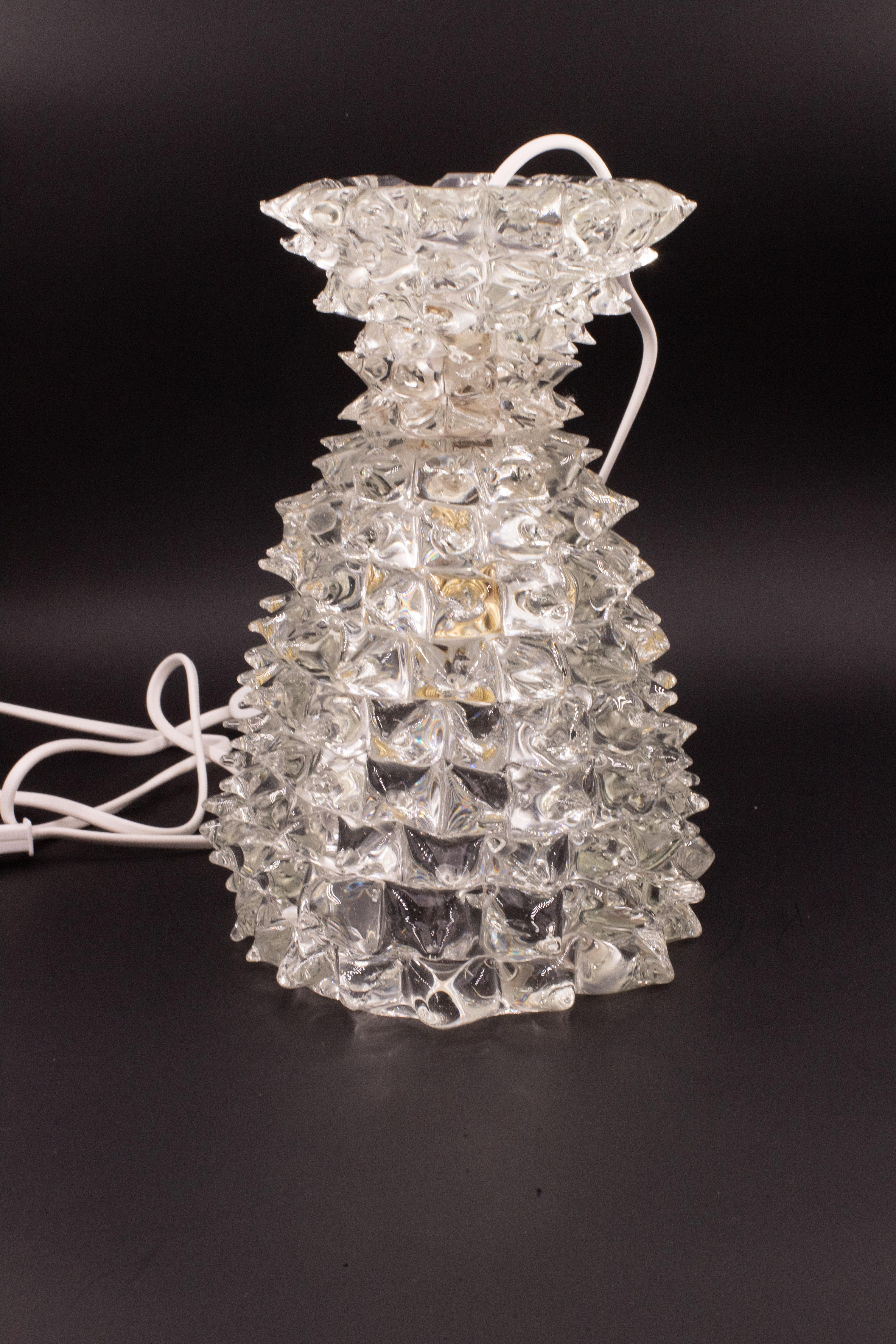 Amazing Table Lamp in Rostrato Murano Glass Vase for Barovier & Toso, 1940s For Sale 4
