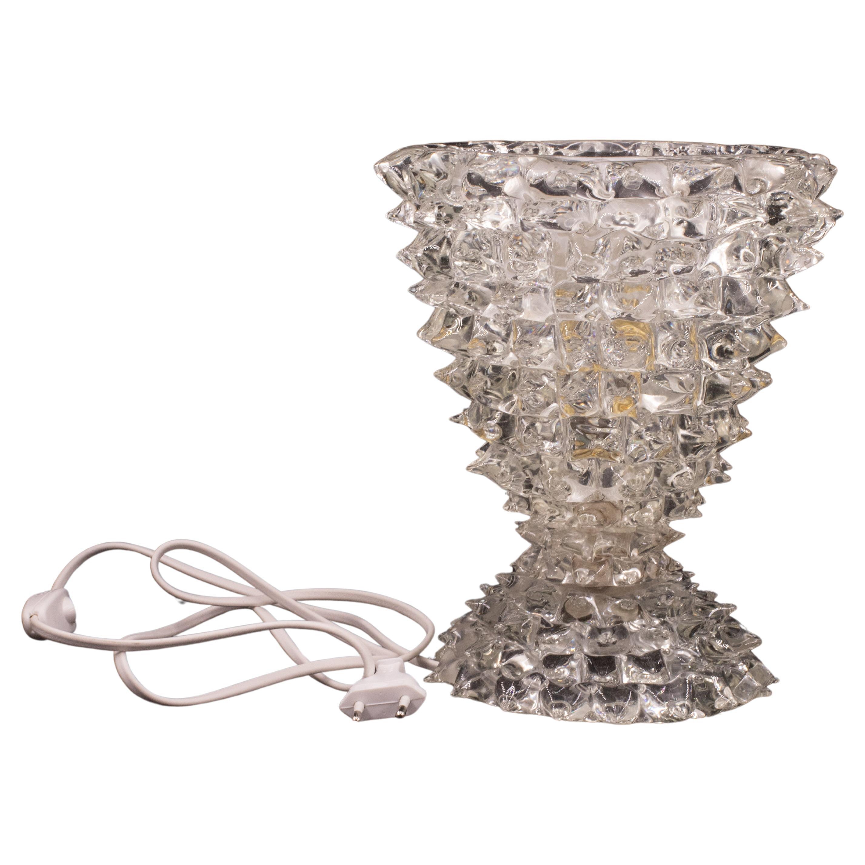 Amazing Table Lamp in Rostrato Murano Glass Vase for Barovier & Toso, 1940s For Sale