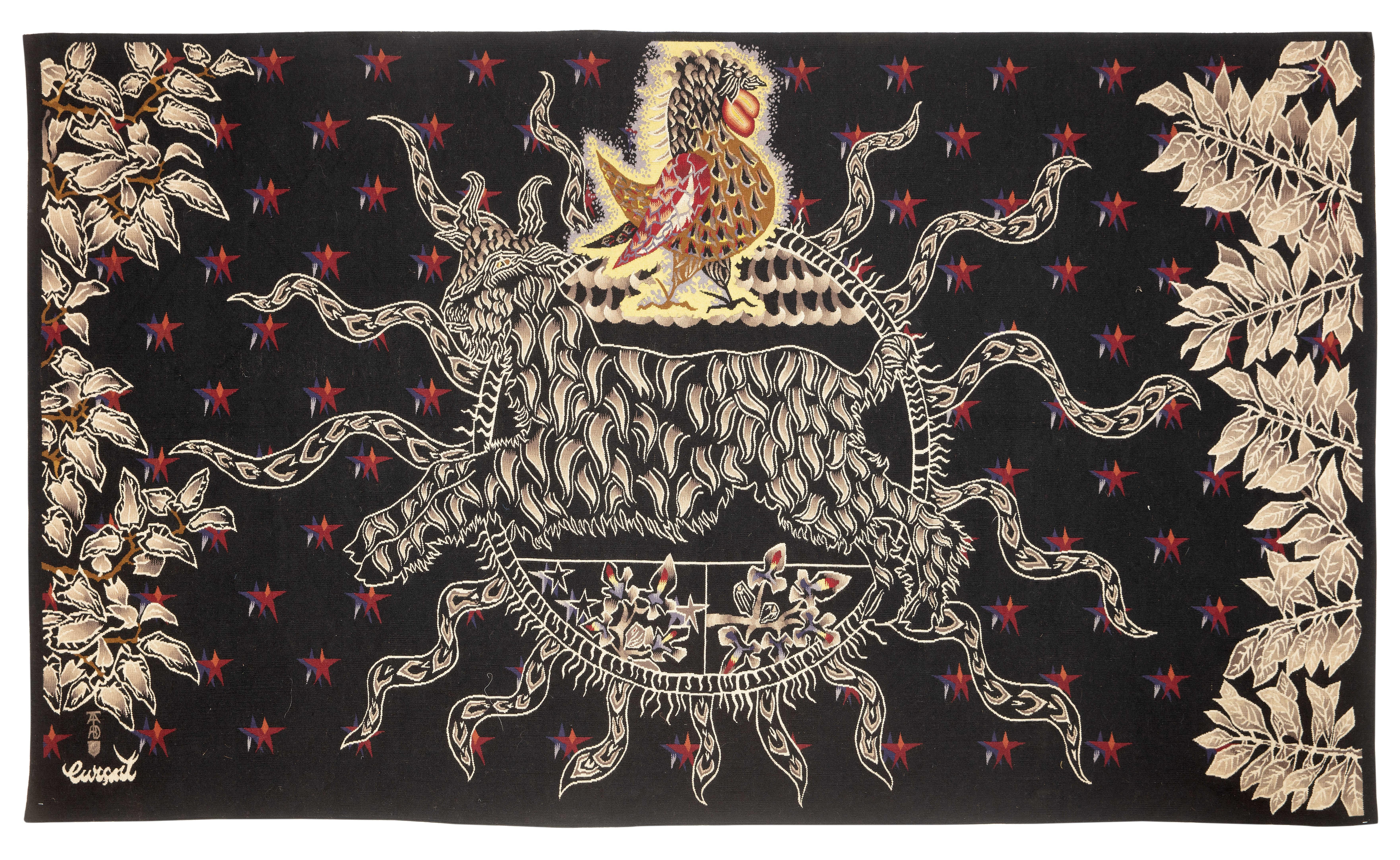 - Midnight Sun by Jean Lurcat (1892-1966)
- Provenance: France
- 113.39 x 64.96 in / 288 x 165 cm

-About Jean Lurçat's tapestries: 
In 1917, Jean Lurçat made his first tapestries: Filles Vertes (Green Girls) and Soirée dans Grenade (Evening in