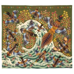 20th century Amazing Tapestry by French artist René Perrot "The Wave" in wool