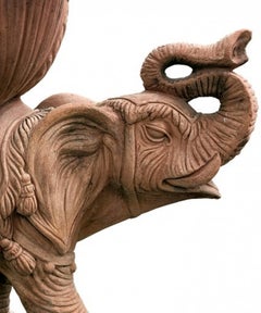 Amazing TERRACOTTA CLASSIC ELEPHANT OF ENGLISH CULTURE WITH VASE ON 21st Century