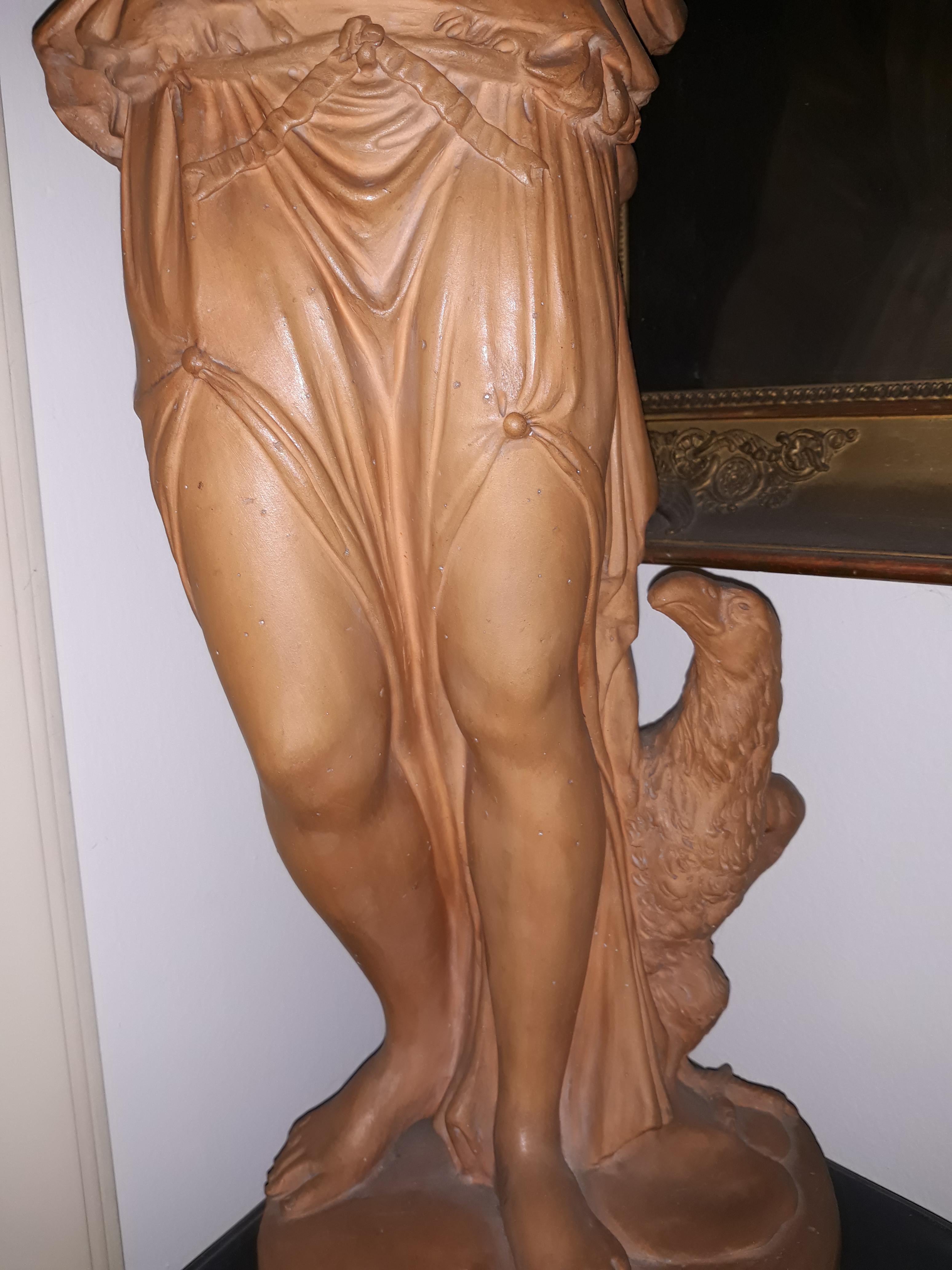 Neoclassical Amazing Terracotta Statue Signed Charles Emile Joncery For Sale