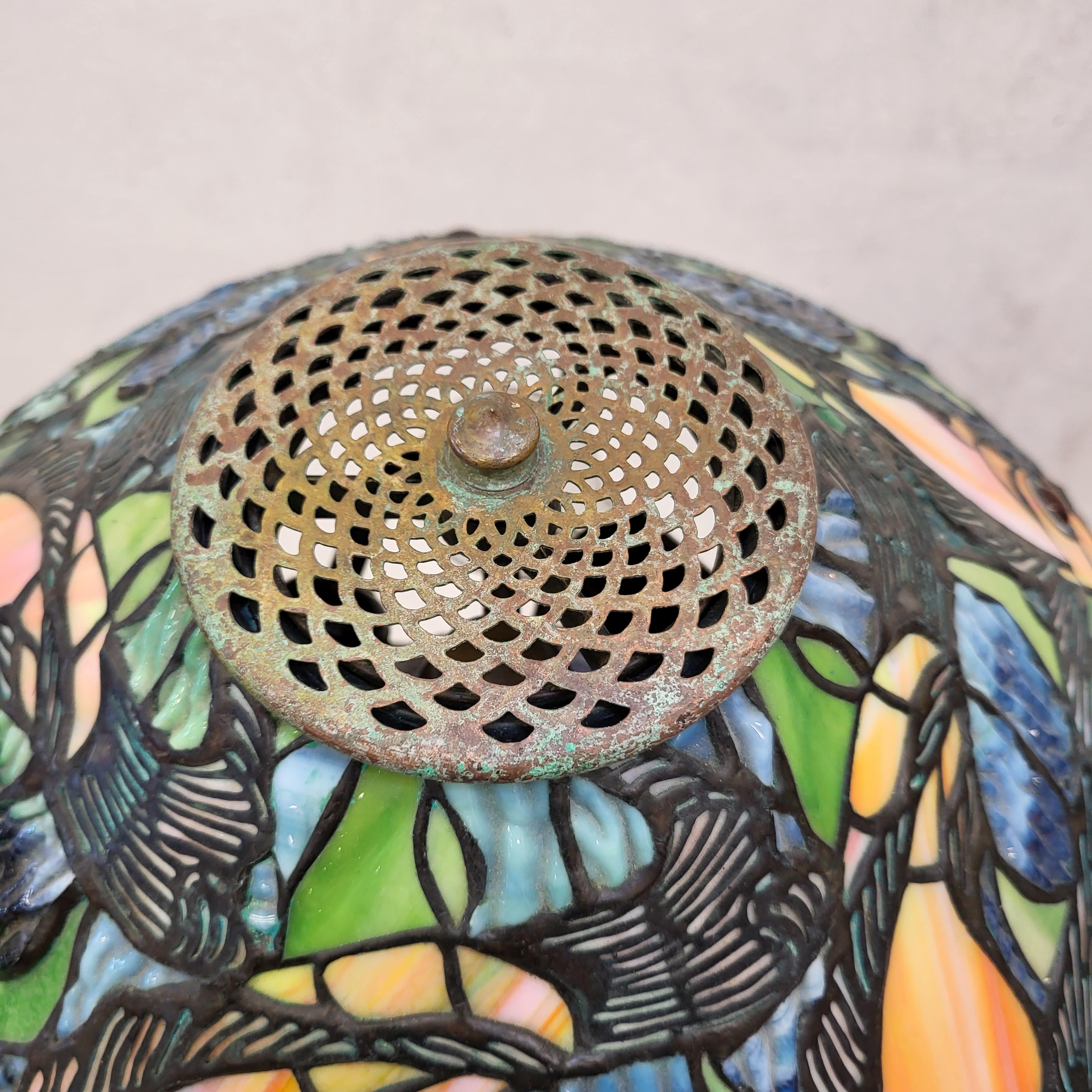 Magnifique lampe de bureau de style Tiffany avec poisson libellule Bon état - En vente à Aachen, NW