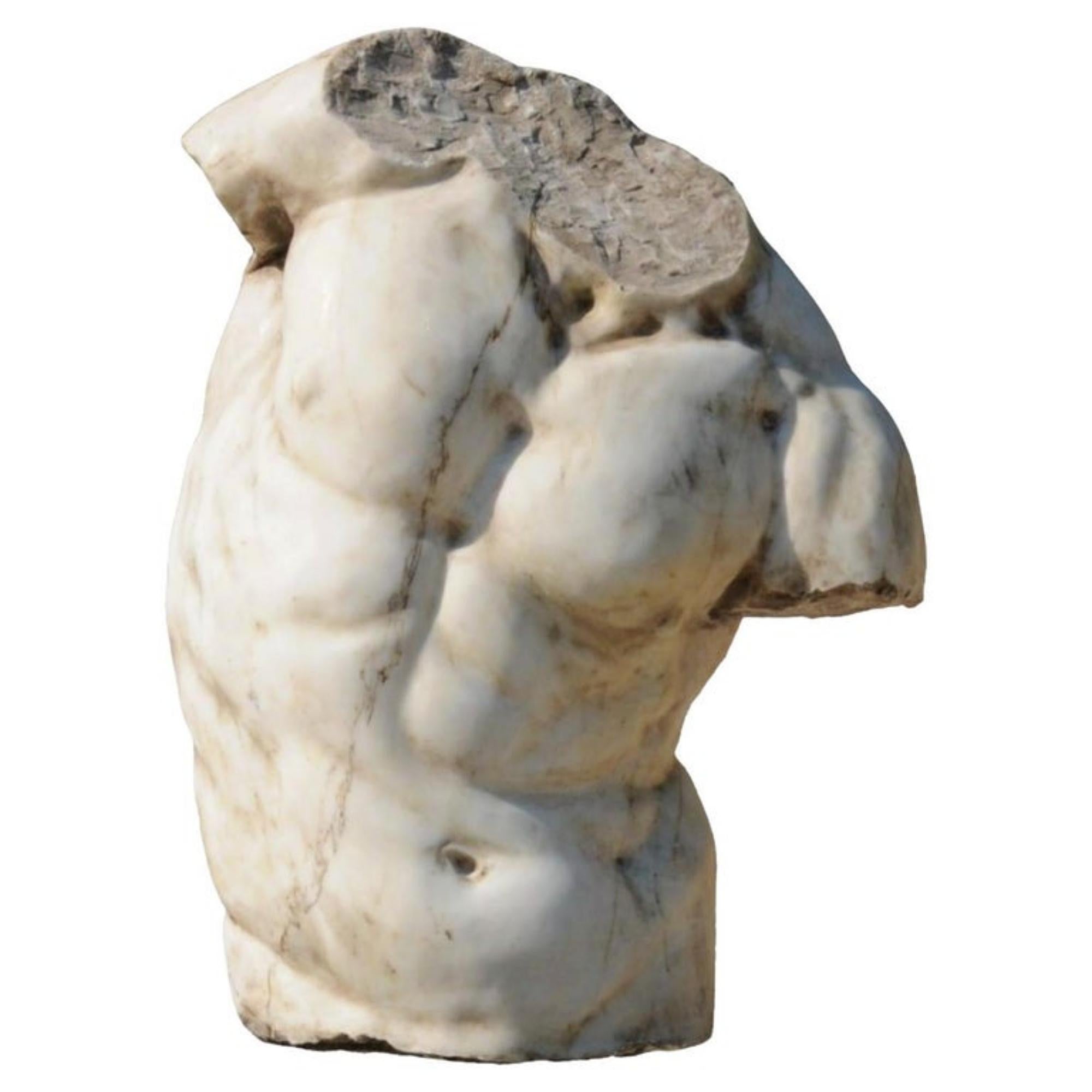 Erstaunlicher Torso Gaddi aus weißem Carrara-Marmor, Ende des 19. Jahrhunderts (Handgefertigt) im Angebot