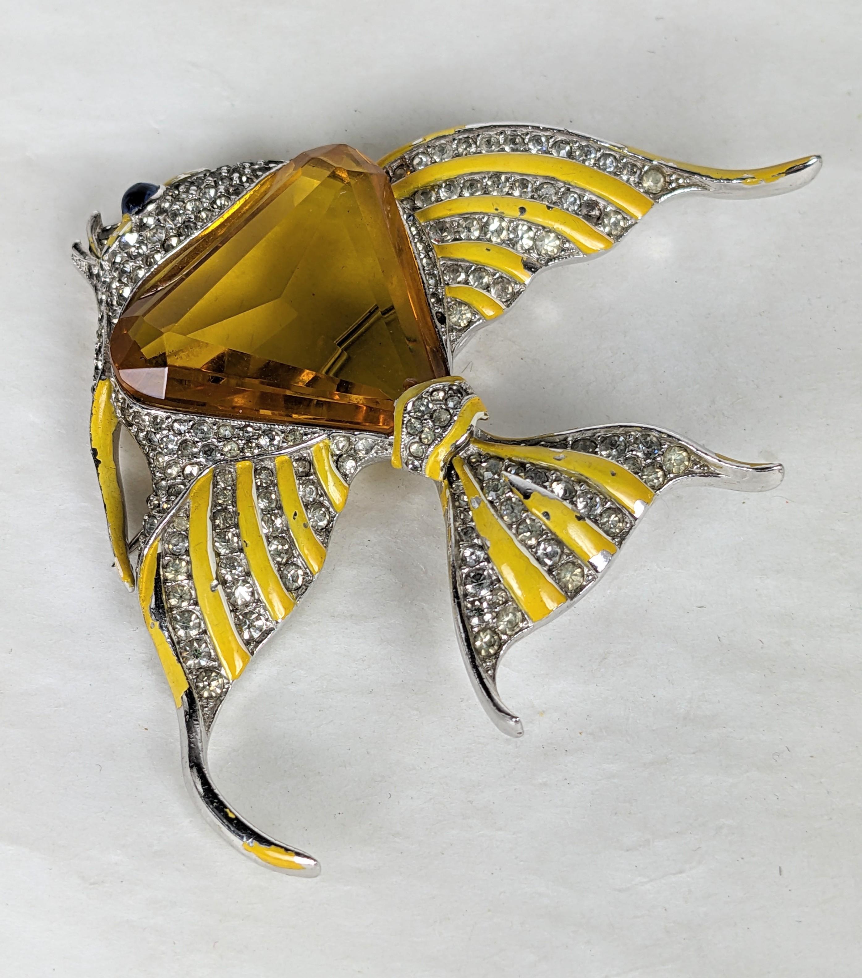 Women's or Men's Amazing Trifari Alfred Phillipe Deco Angel Fish Clip For Sale