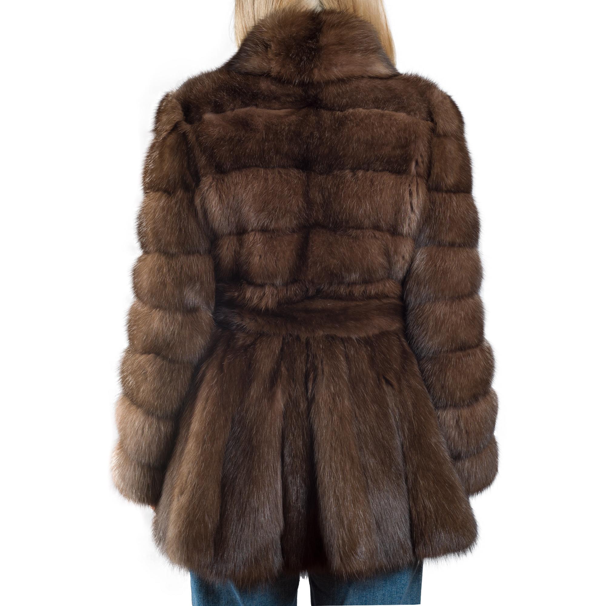 Nero Incredibile cappotto Tsoukas Bros in Zibeline marrone (Sable), taglia 42 in vendita
