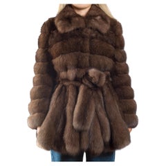 Amazing Tsoukas Bros coat in Brown Zibeline (Sable) , size 42