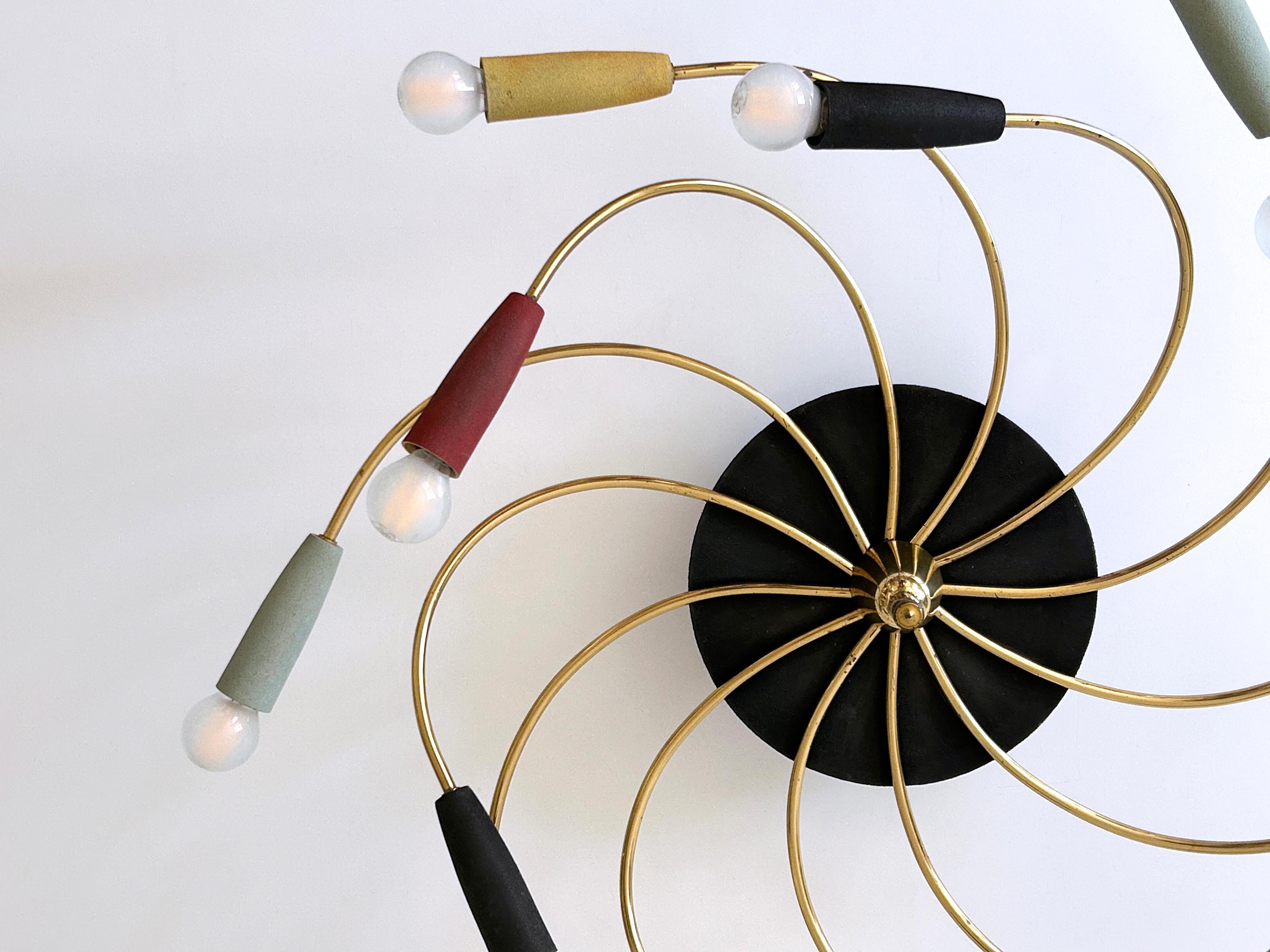 Amazing Twelve-Flamed Sputnik Chandelier or Ceiling Lamp 'Tornado' Germany 1950s For Sale 5