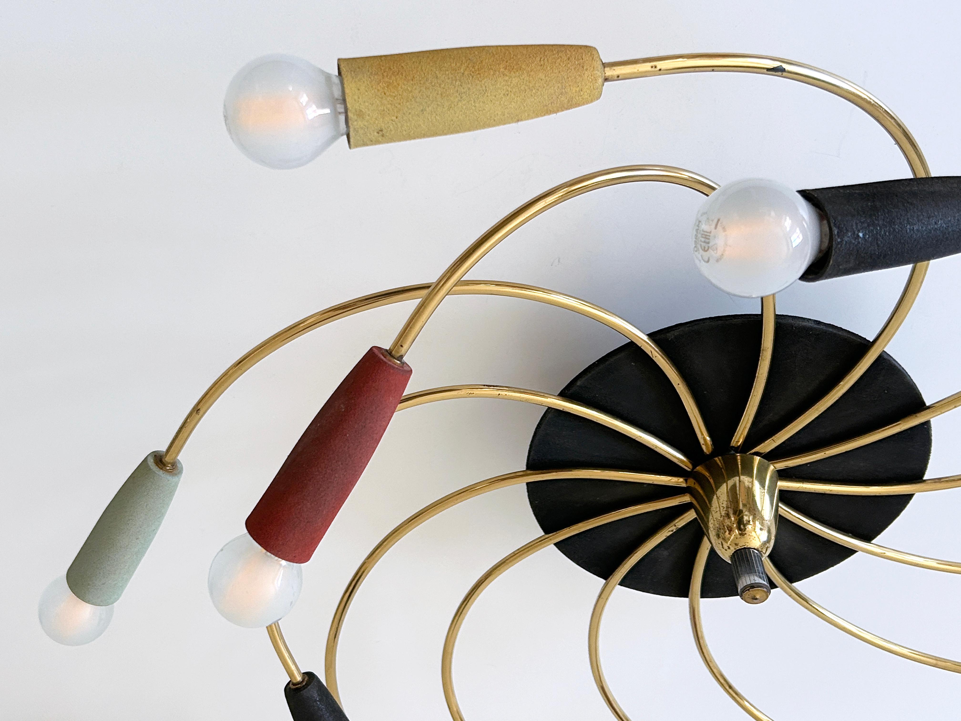 Amazing Twelve-Flamed Sputnik Chandelier or Ceiling Lamp 'Tornado' Germany 1950s For Sale 7