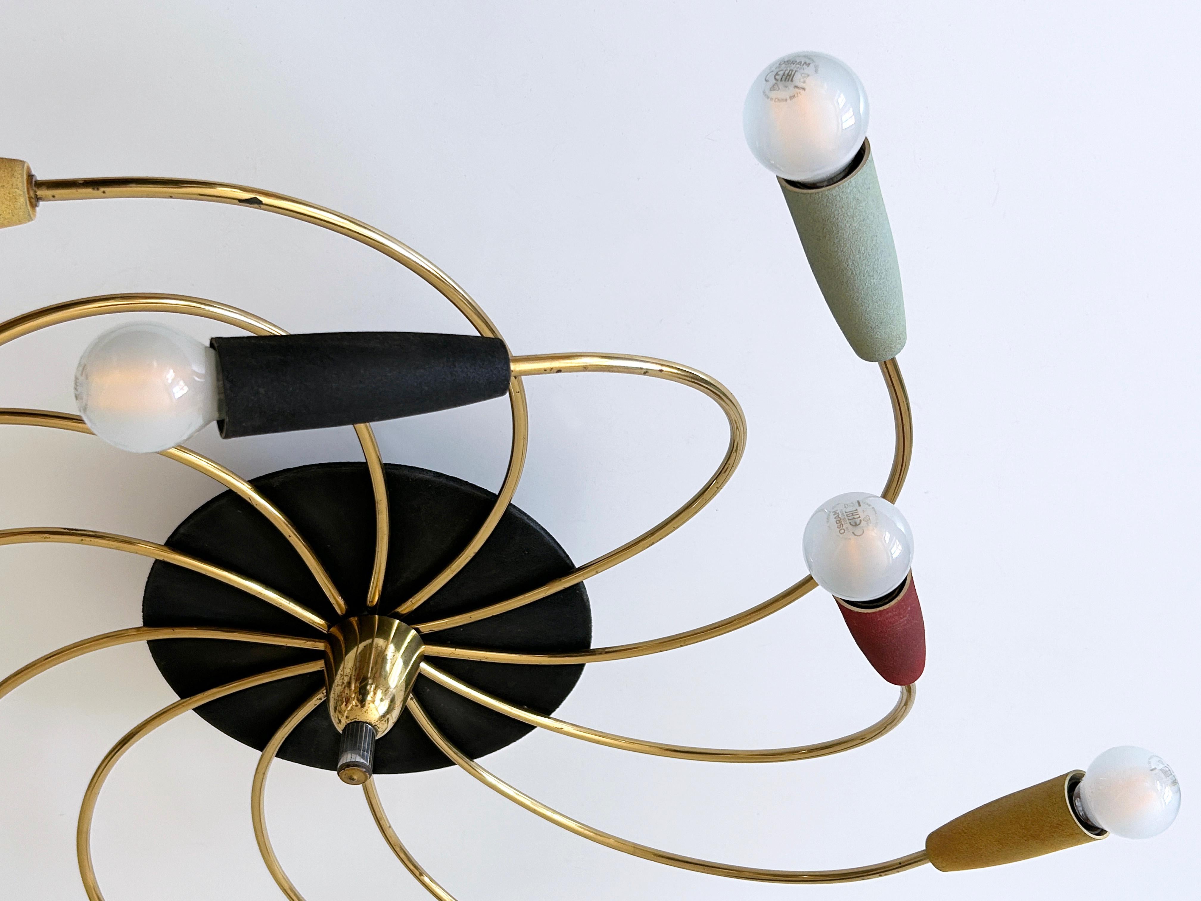 Amazing Twelve-Flamed Sputnik Chandelier or Ceiling Lamp 'Tornado' Germany 1950s For Sale 8