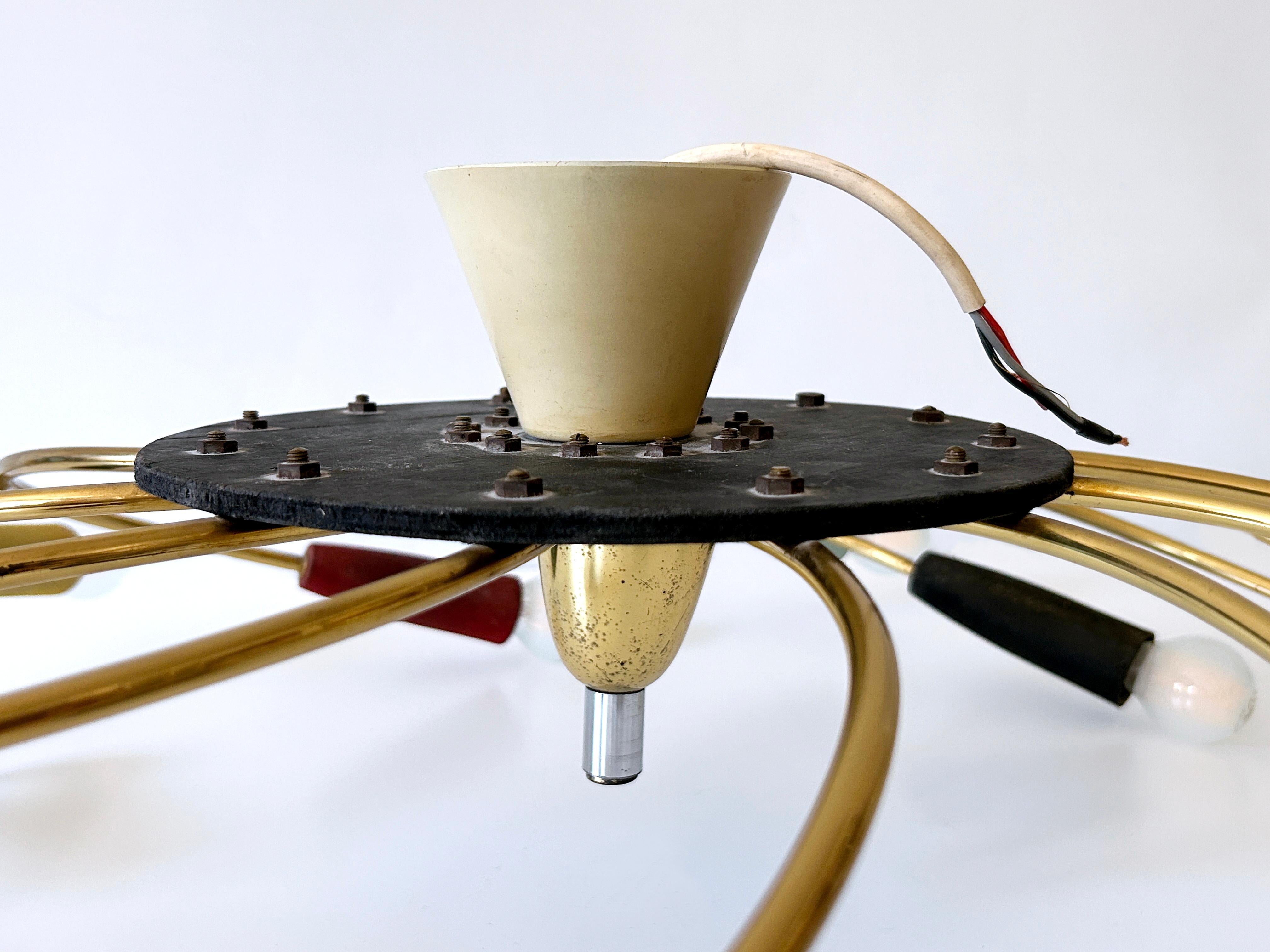 Amazing Twelve-Flamed Sputnik Chandelier or Ceiling Lamp 'Tornado' Germany 1950s For Sale 14
