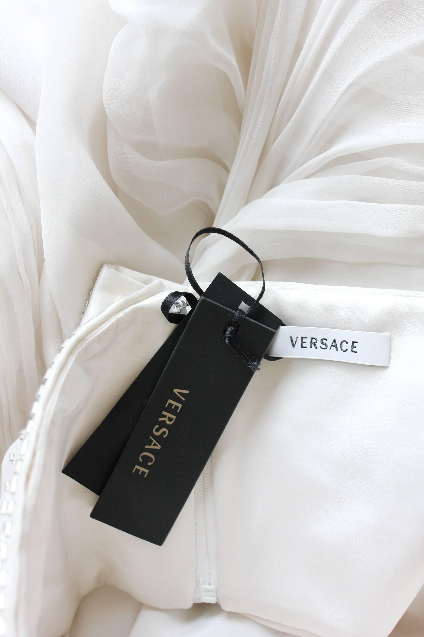 Gray Amazing Versace Beaded Goddess Evening Wedding Bridal Gown Dress