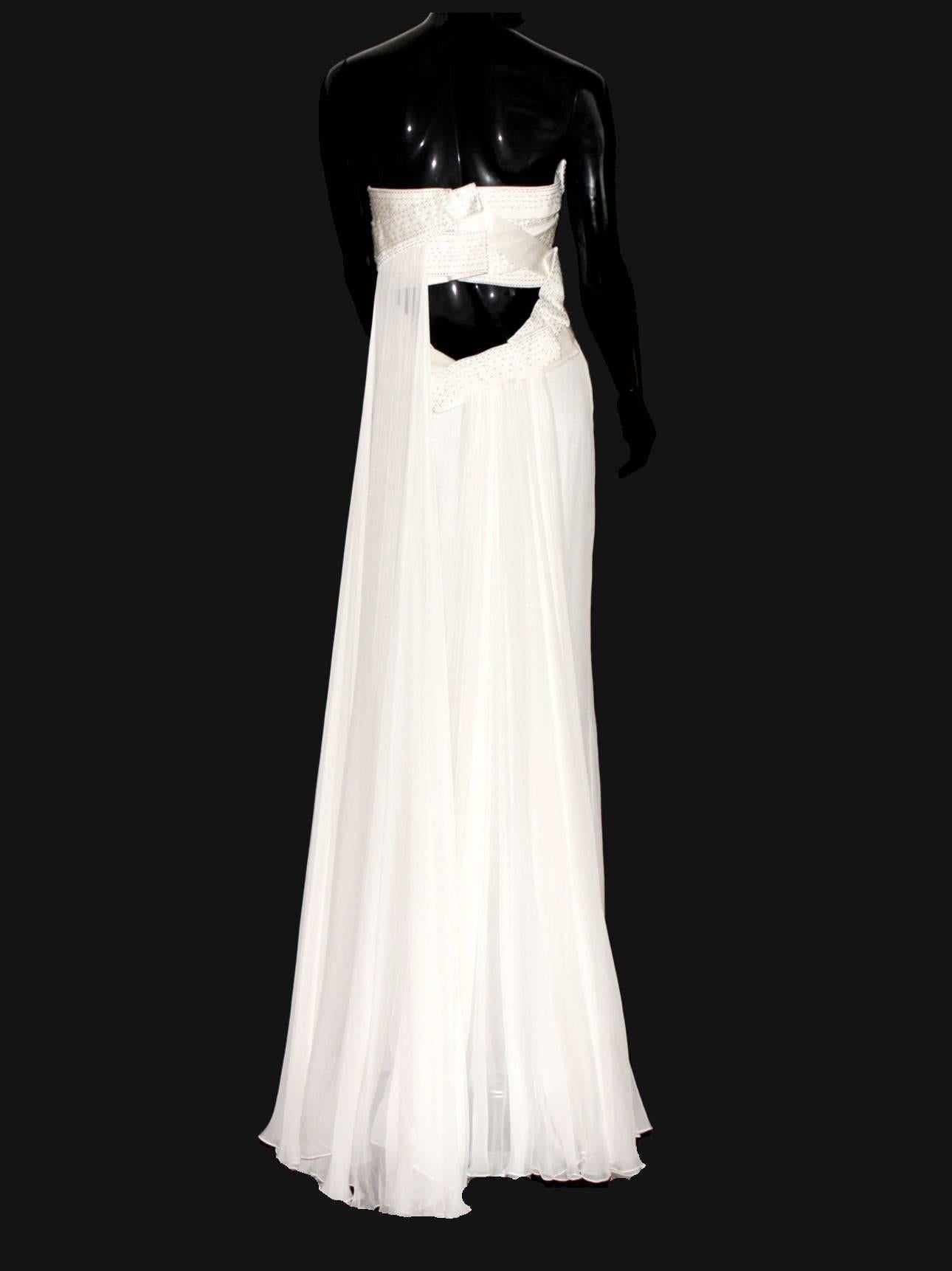 Amazing VERSACE Strapless Beaded Goddess Evening Wedding Bridal Gown Dress 42 In Good Condition For Sale In Switzerland, CH