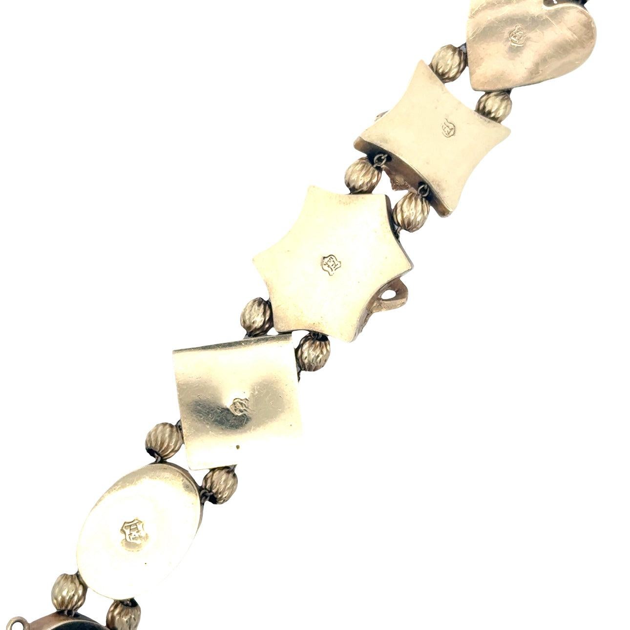 Amazing Victorian Vintage Slide Charm Bracelet For Sale 5