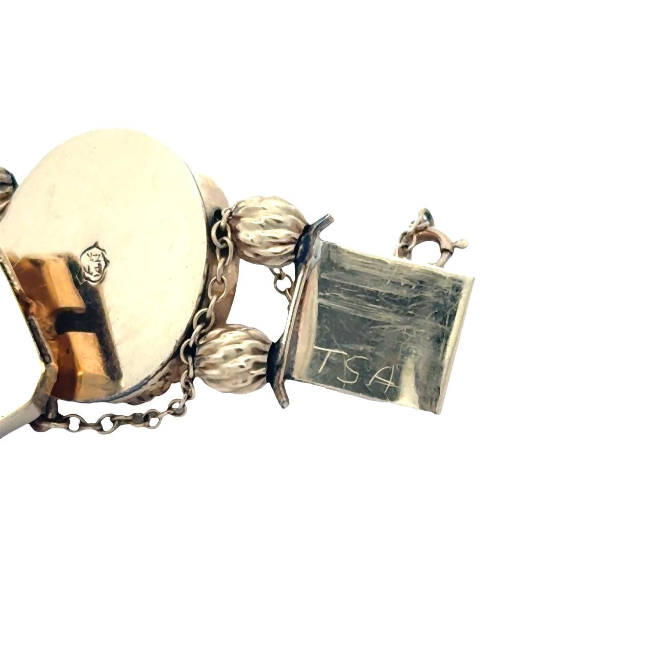Amazing Victorian Vintage Slide Charm Bracelet For Sale 6