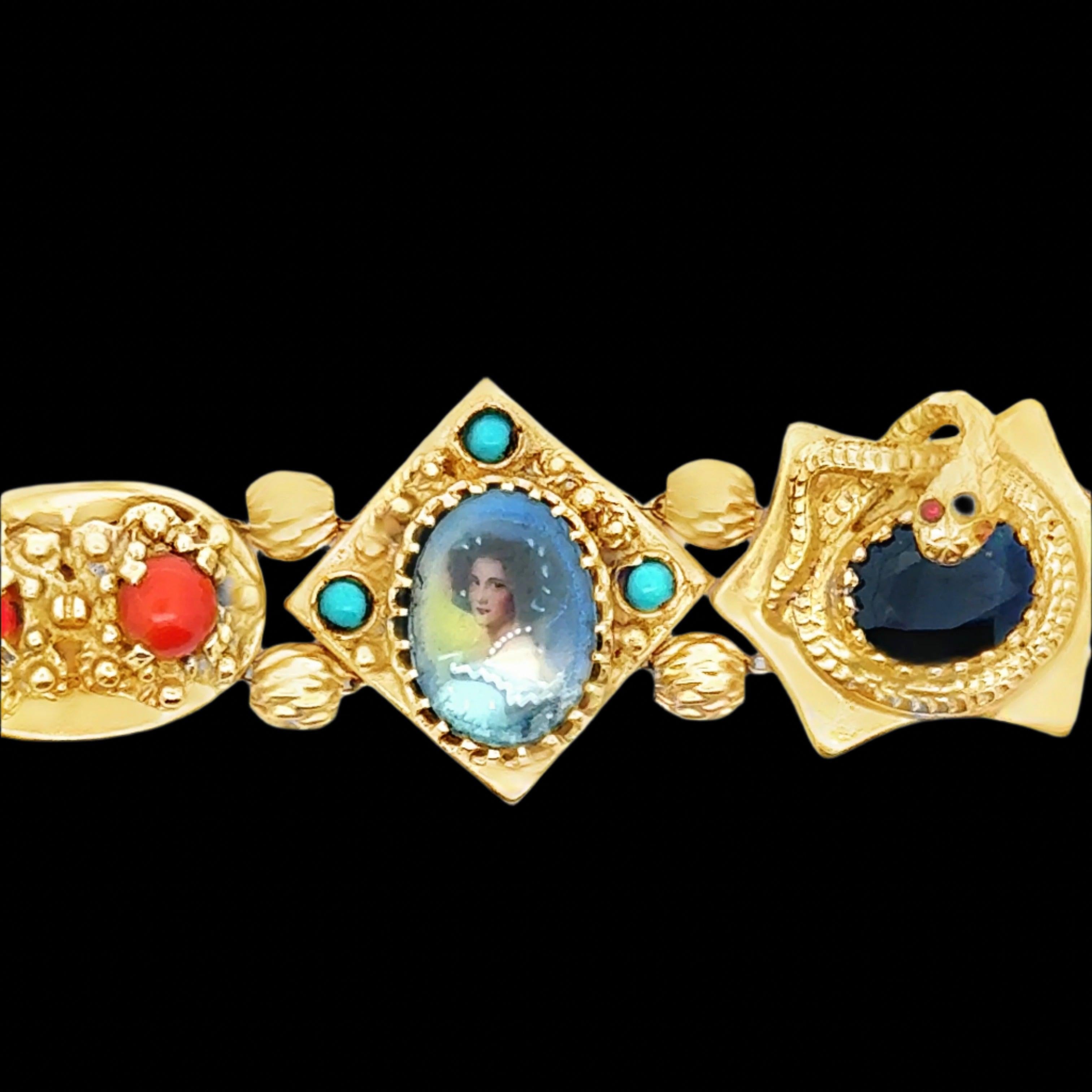 Women's Amazing Victorian Vintage Slide Charm Bracelet For Sale