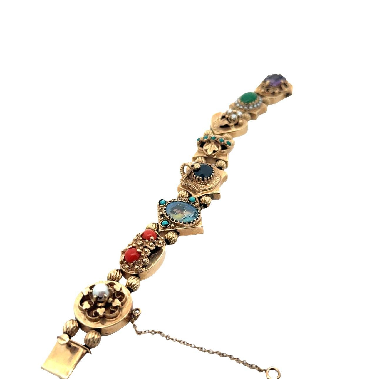 Amazing Victorian Vintage Slide Charm Bracelet For Sale 1