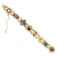 Amazing Victorian Vintage Slide Charm Bracelet