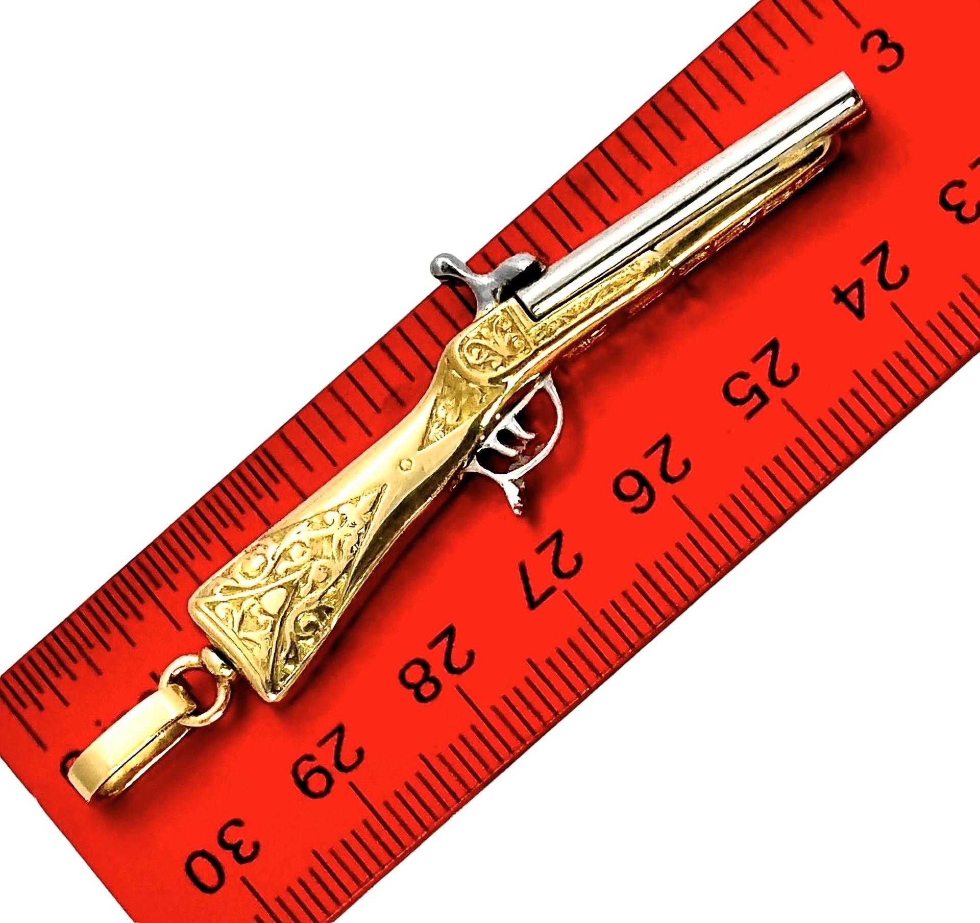 Erstaunlich Vintage 18K Gold Double Barrel Anhänger, die tatsächlich feuert Kappen 3