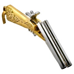Erstaunlich Vintage 18K Gold Double Barrel Anhänger, die tatsächlich feuert Kappen