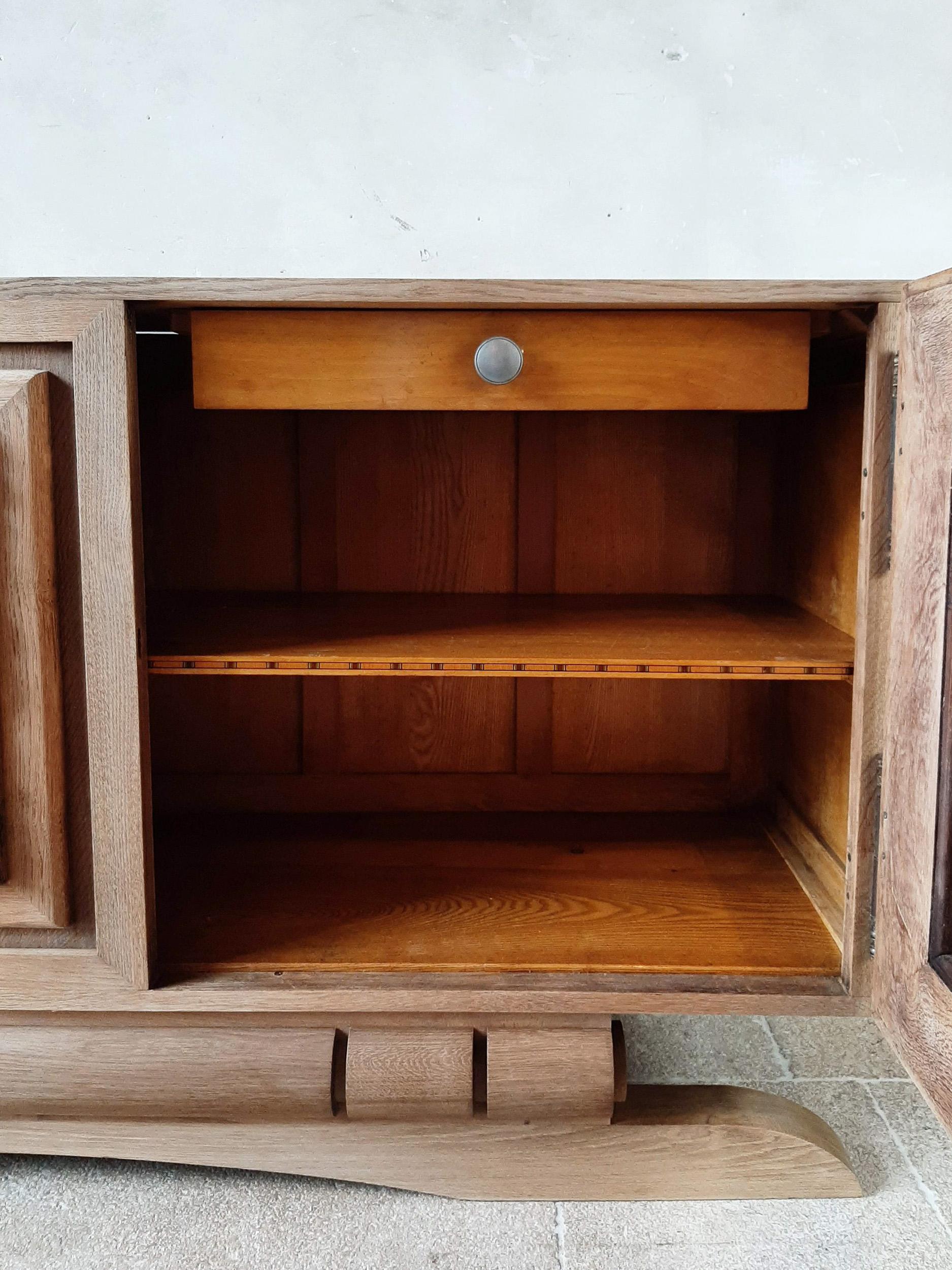 Amazing Vintage Design Sideboard by Charles Dudouyt in Bleached Oak 3
