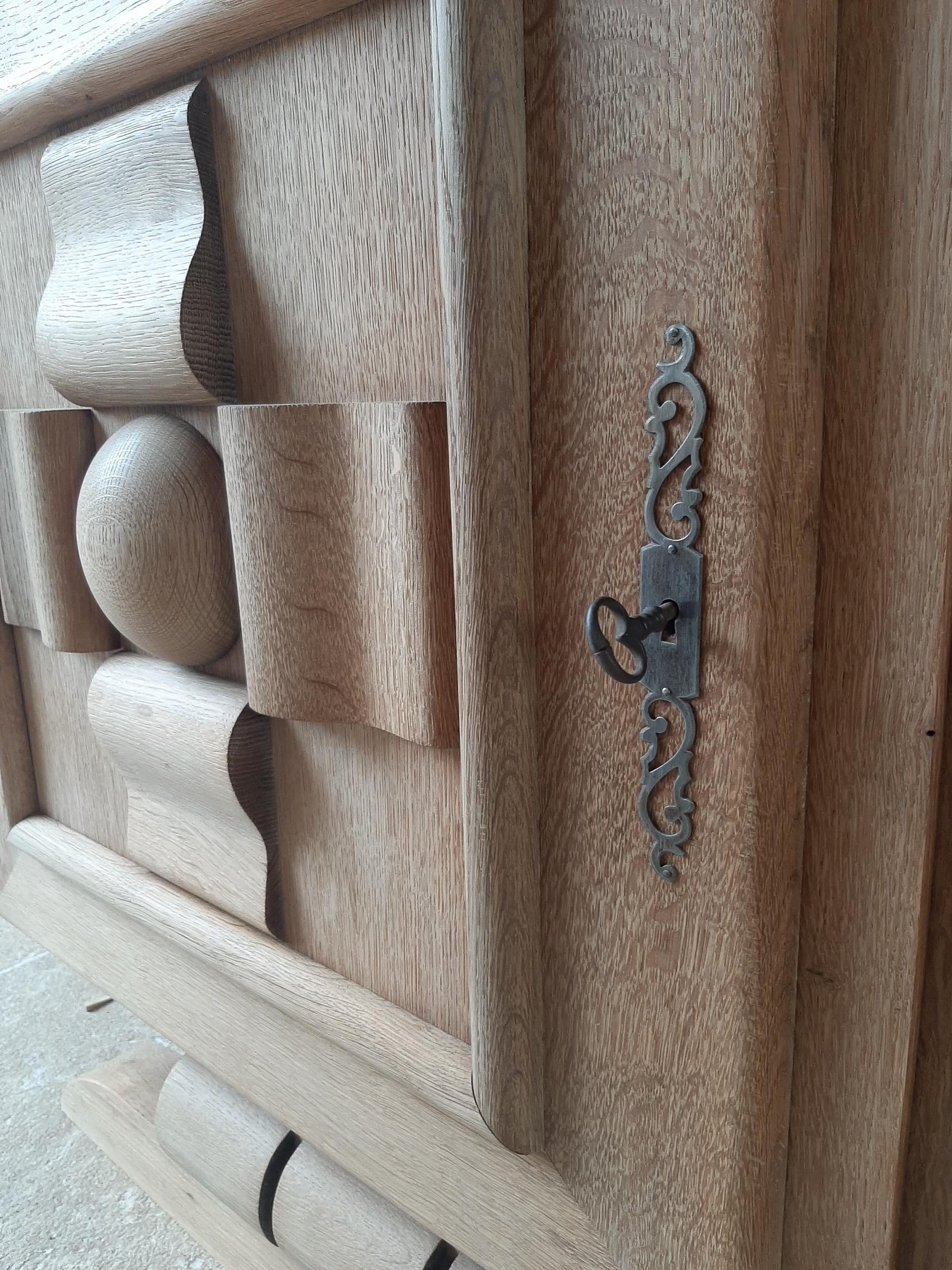 Amazing Vintage Design Sideboard by Charles Dudouyt in Bleached Oak 5