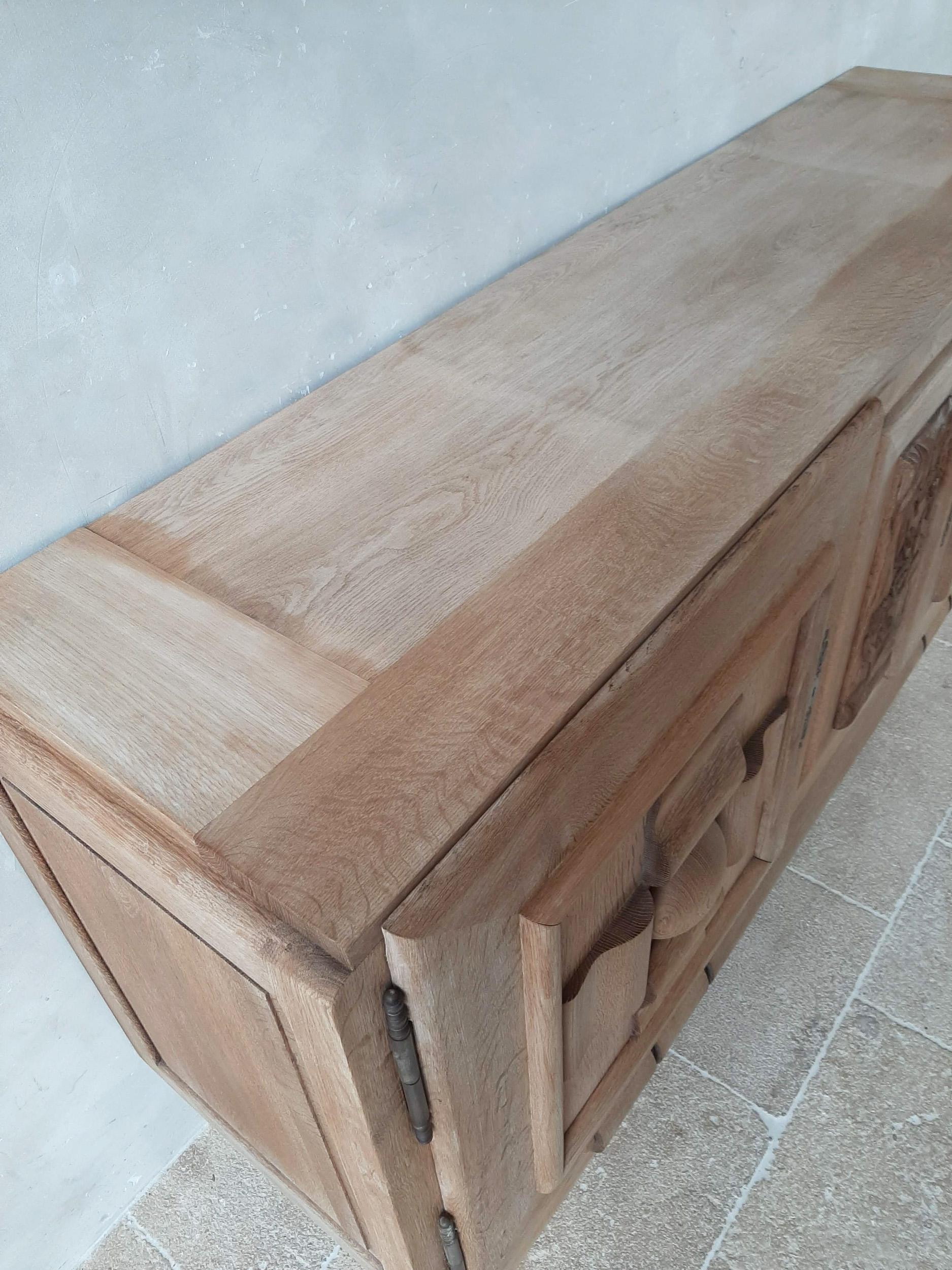 Amazing Vintage Design Sideboard by Charles Dudouyt in Bleached Oak 1
