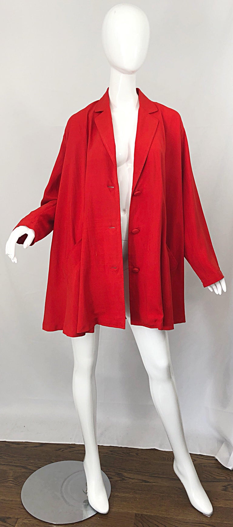 Amazing Vintage Donna Karan Collection Burnt Orange Silk Trapeze Swing