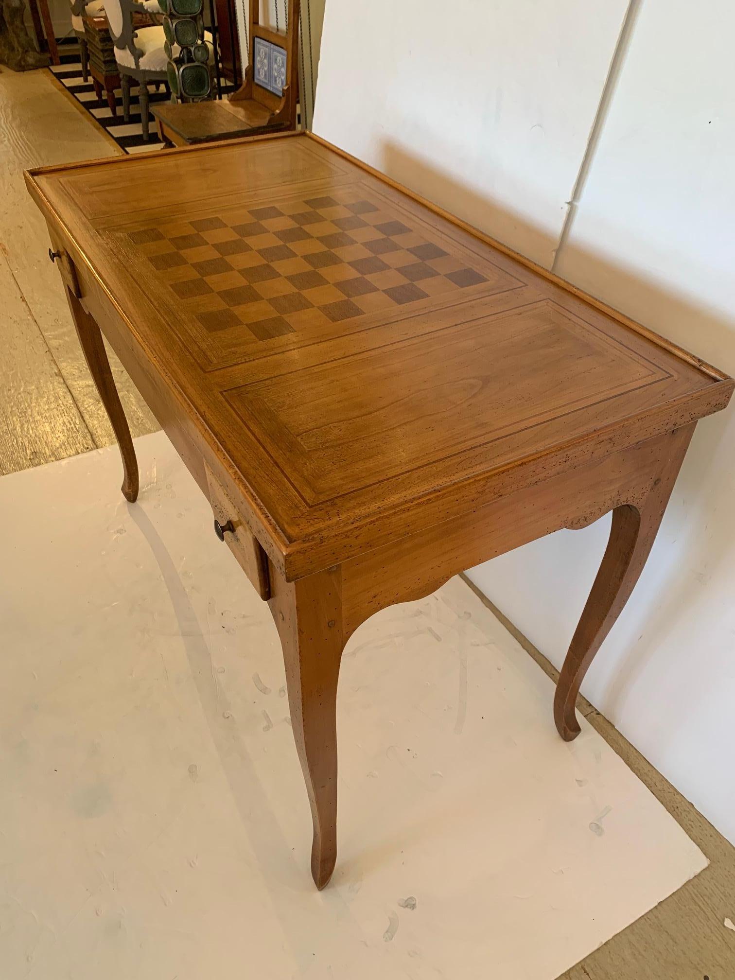Antique French Mahogany & Fruitwood Tric Trac Multi Use Game Table In Good Condition For Sale In Hopewell, NJ