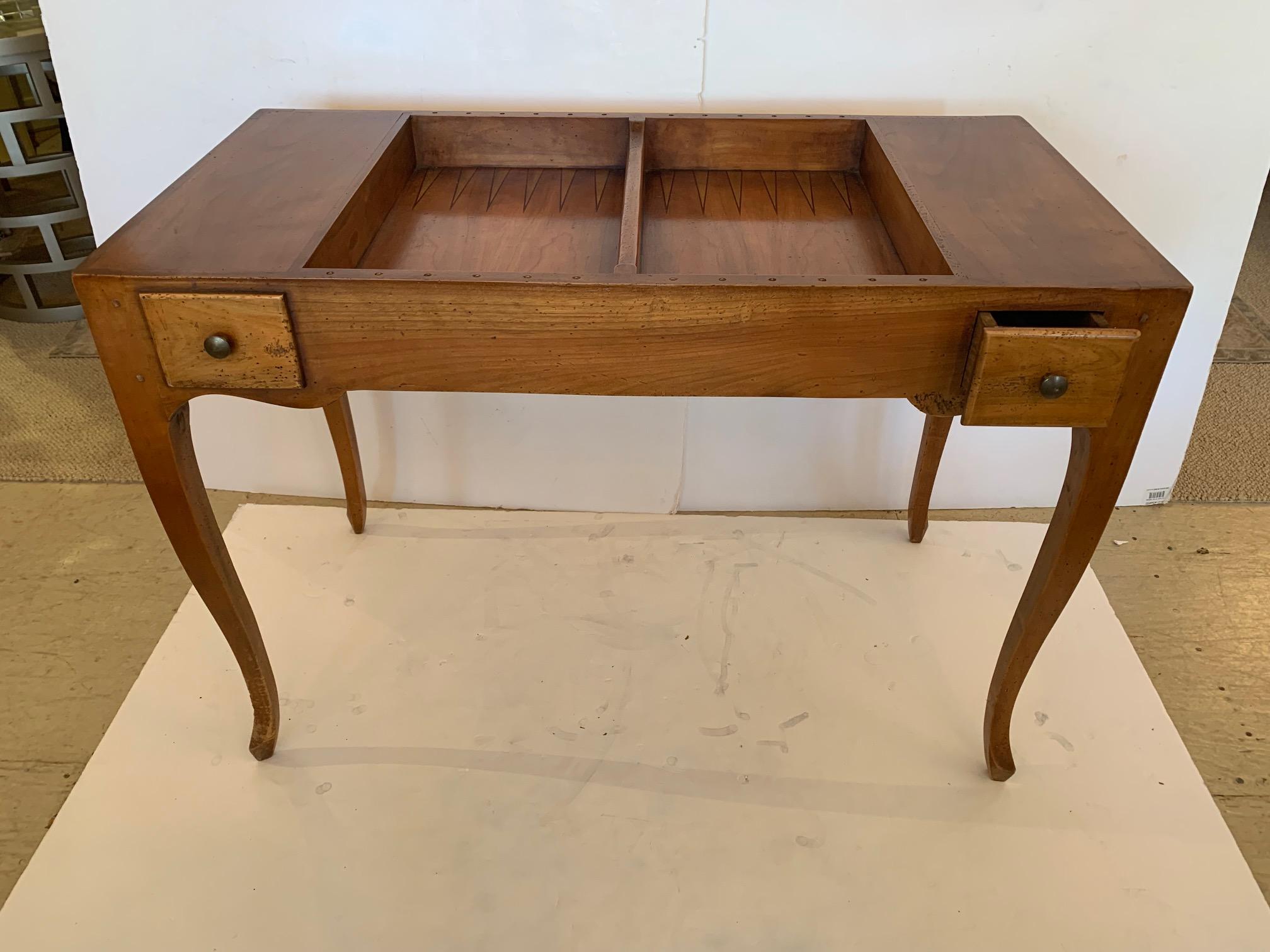 Mid-20th Century Antique French Mahogany & Fruitwood Tric Trac Multi Use Game Table For Sale
