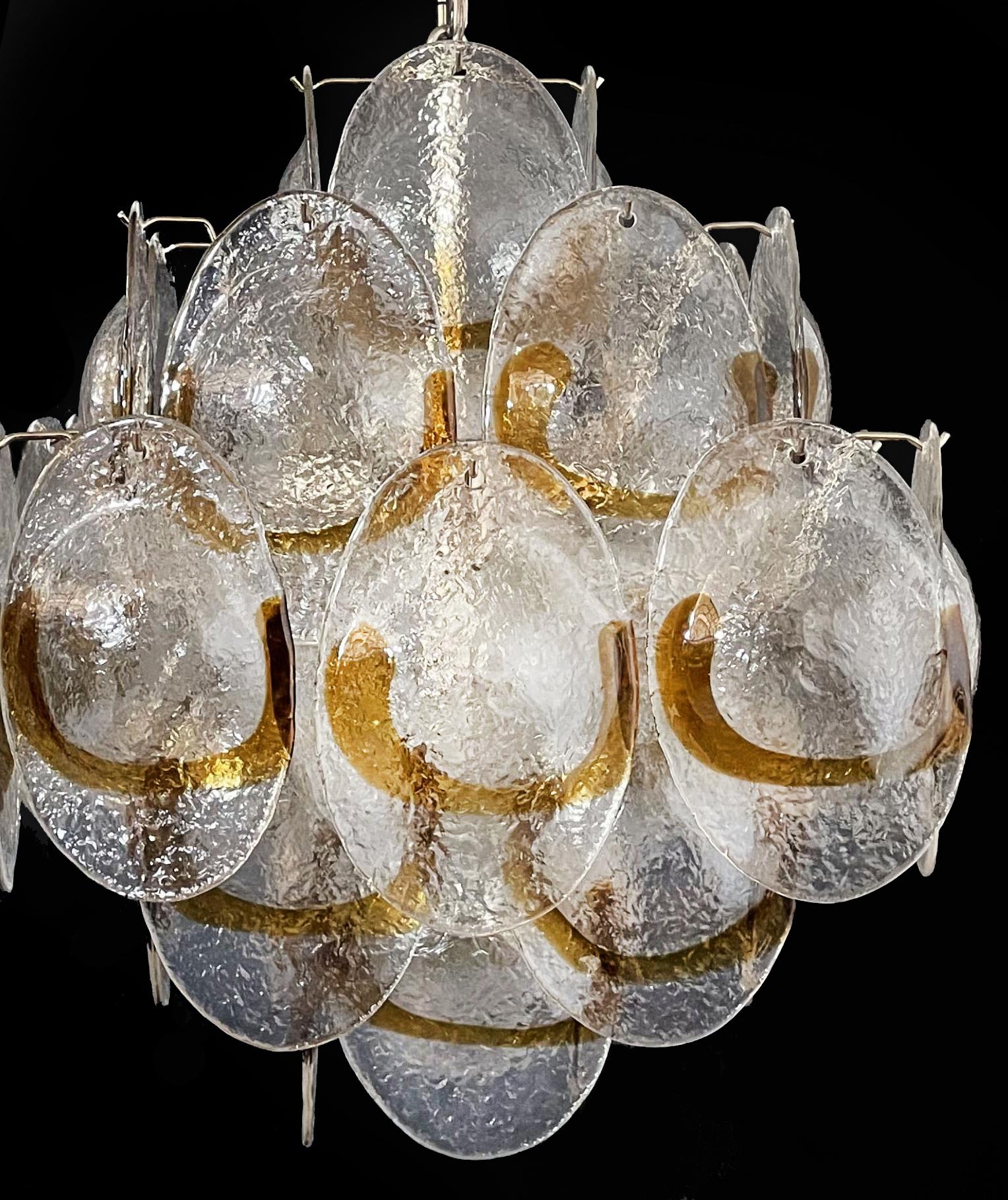 Amazing Vintage Italian Murano Chandelier - 36 Amber Shells In Good Condition For Sale In Budapest, HU