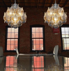 Amazing Vintage Italian Murano Chandeliers - 36 Amber Shells