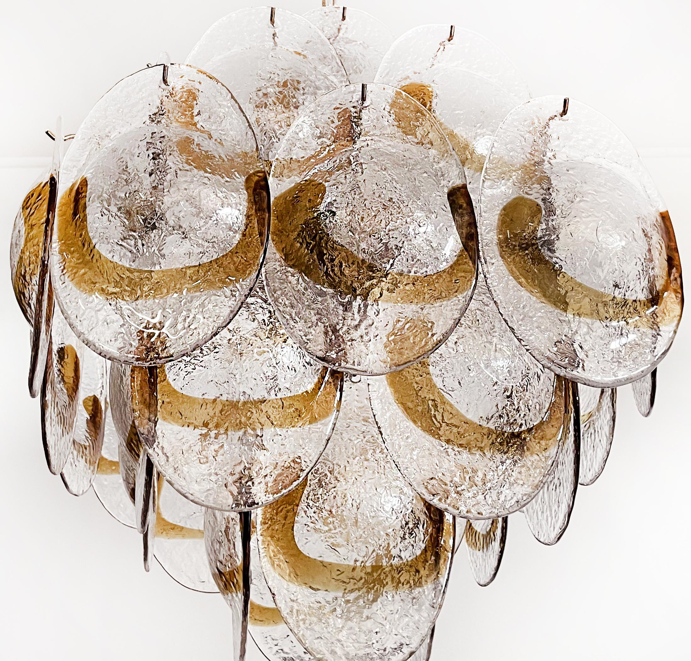 Late 20th Century Amazing Vintage Italian Murano Chandeliers - 36 Amber Shells For Sale