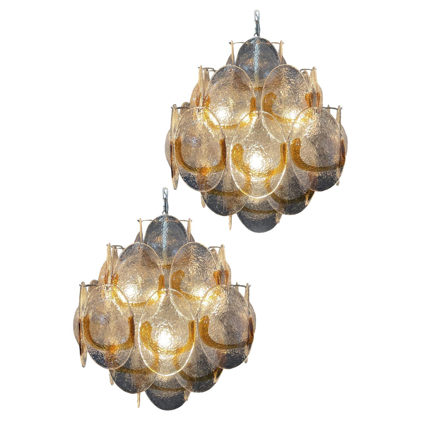 Superbe lustre italien Murano - 36 coquilles d'ambre