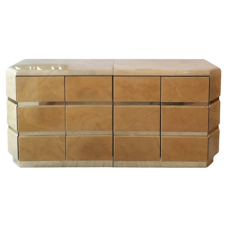 Amazing Vintage Karl Springer Style Marbled Lacquer and Gold Sideboard ...