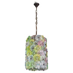 Superbe lustre à fleurs en verre de Murano multicolore d'époque par Seguso