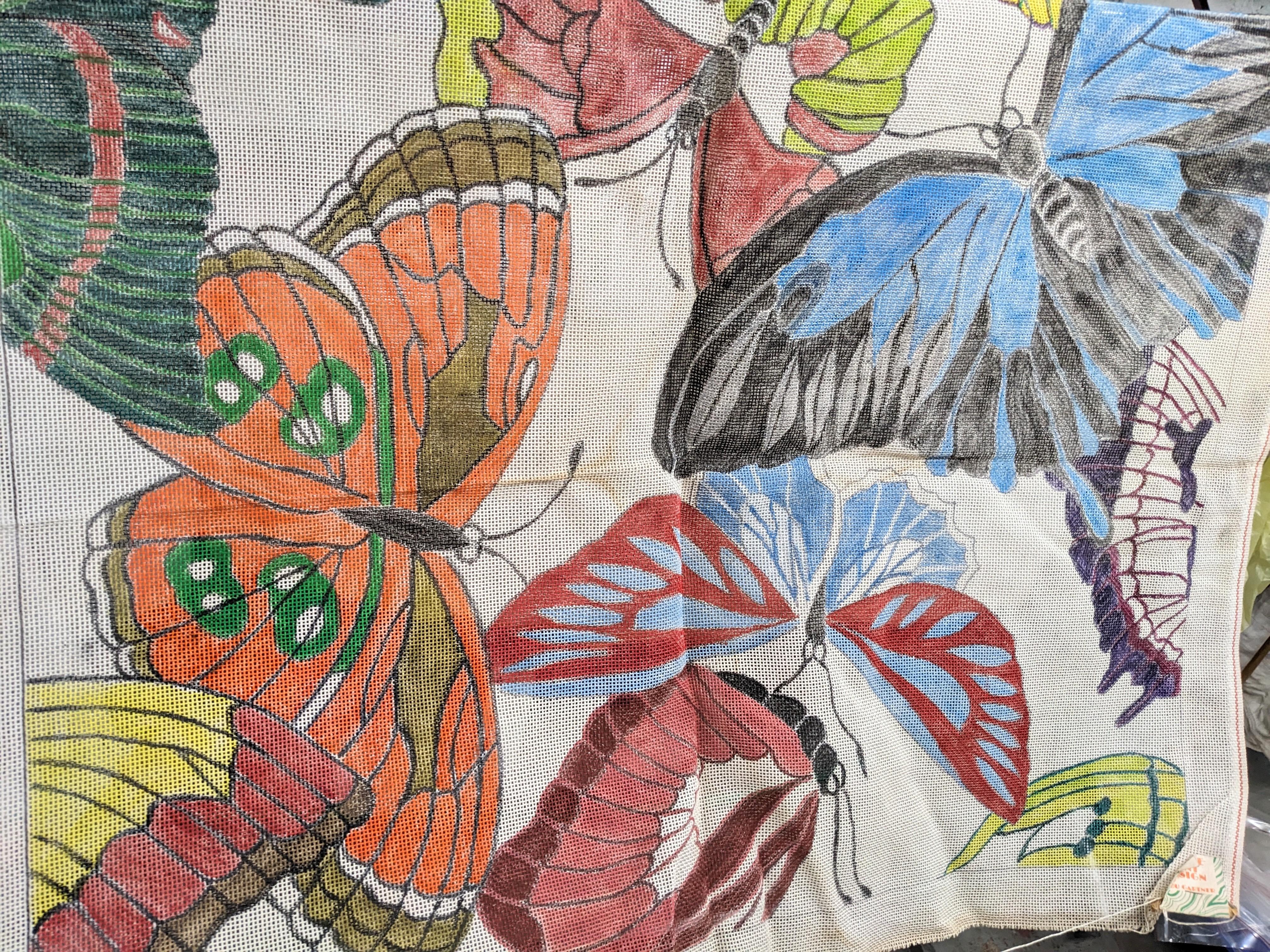 Außergewöhnliche gemusterte Vintage-Teppichdecken mit Nadelspitze, Lou Gartner Nachlass im Angebot 3