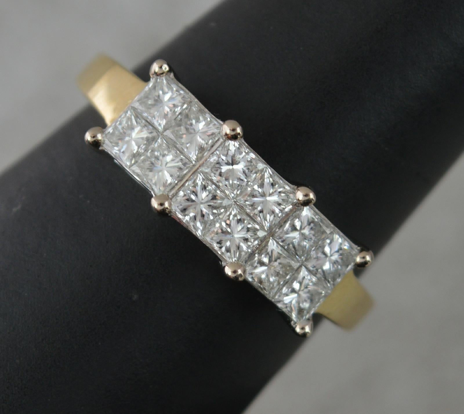 Amazing VS 1.00ct Diamond and 18ct Yellow Gold Triple Cluster Ring 6
