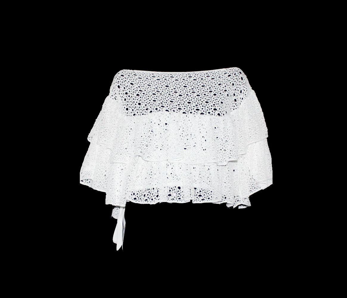 A stunning white Chanel blouse top
Beautiful finest quality crochet knit 
A true Chanel signature piece in the famous signature design
Cold shoulders
Drawstring for a perfect fit
Chanel logo plate 
Made in France 
Dry Clean Only
Retailed for 4899$