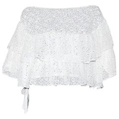 CHANEL White Crochet Knit Carmen Style Cold Seen Blouse Top as seen on Poppy